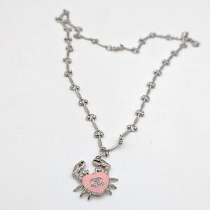 Luxury Designer Charm Relic| Rhodium Statement Necklace| Pink Heart Pendant